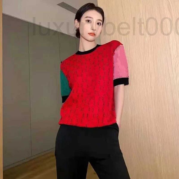 

women's t-shirt designer designer luxury tee summer patchwork fashion jacquard g full letter short sleeve mauy, White