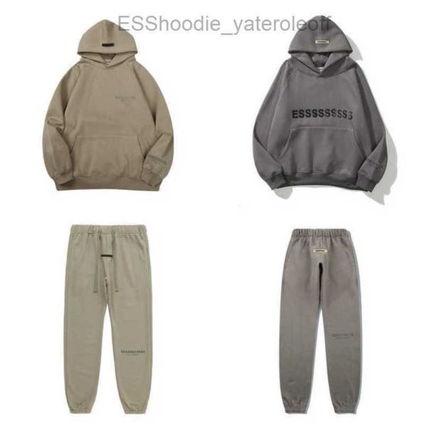 

men's fashion luxury sweatshirts esss ential tracksuits letter hoodies men women sportswear hooded pant coat sweater casual pullover h, Gray