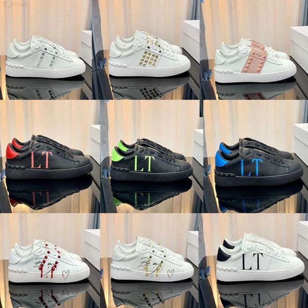 

2023 fashion casual shoes patchwork trendy sneakers punk rivets low men women genuine leather skateboard studded flat lace-up sport skateboa, Black