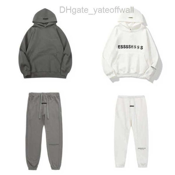 

men's fashion sweatshirts luxury essss ential tracksuits letter hoodies men women sportswear hooded pant coat sweater pullover couple, Gray