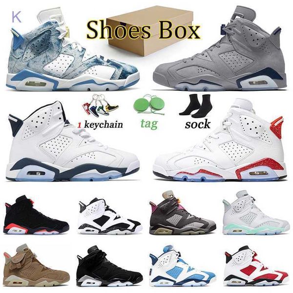 

brand basketball shoes designer  6s jumpman georgetown washed denim j6 marquette shoe metallic silver men women unc midnight navy trainers, Black;white