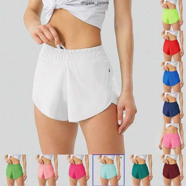 

designer womens shorts lu yoga fit zipper pocket high rise quick dry women train lulus short loose style breathable, White;black