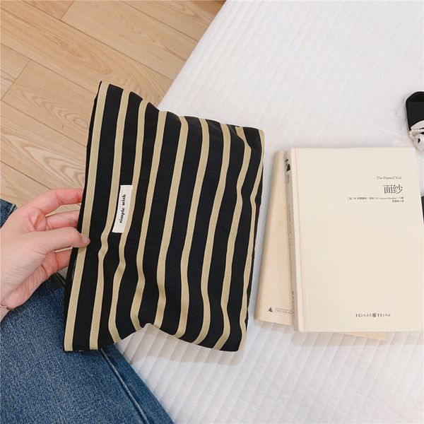 

3pcs cosmetic bags women canvas black khaki prints large capacity travel wash storage bag mix color