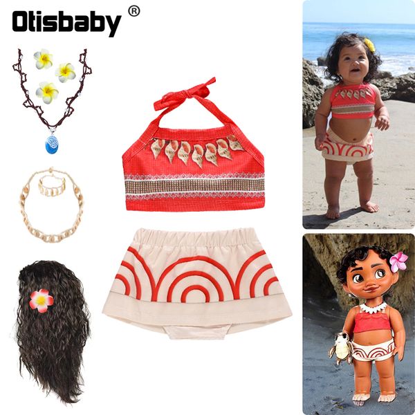 

clothing sets halloween vaiana baby girl dress fancy infant birthday party moana princess fluffy vintage beach 230107, White