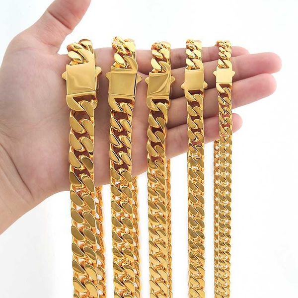 

arrival stainless steel four sided polished gold plated miami hip hop cuban chain necklace, Silver