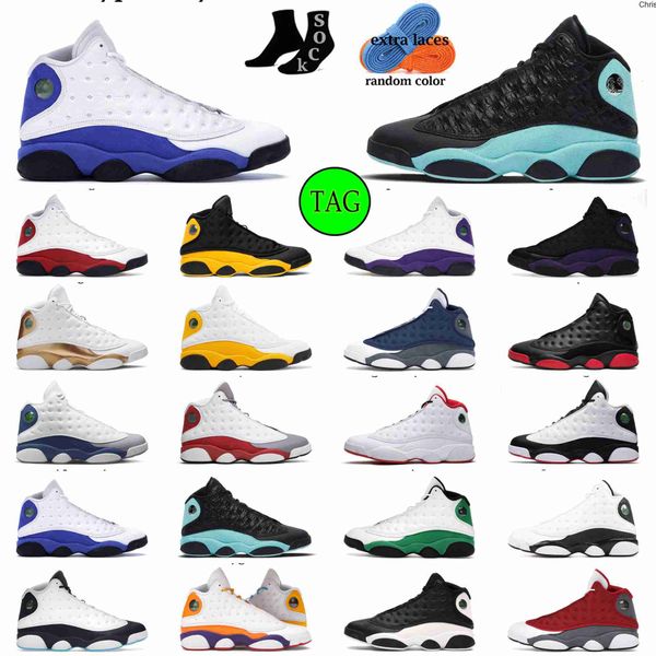 

brand basketball shoes j13 men basketball shoes 13s french blue del sol obsidian black cat hyper royal chicago bred starfish cap and gown 13, Black;white