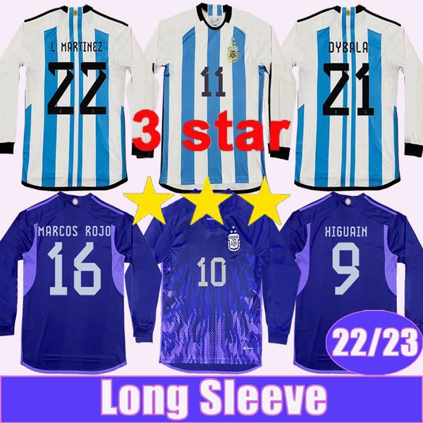

22 23 argentina dybala higuain mens soccer jerseys national team .martinez de paul home away football shirts long sleeves uniforms, Black;yellow