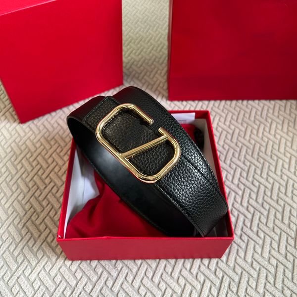 

luxury designer belt lychee grain skin designers belts classic trend solid color gold letter beltss for women 3 color width 3.8 cm size 105-, Black;brown