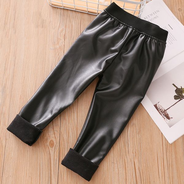 

leggings tights winter warm fashion 3 4 5 6 7 8 9 10 12 years children plus velvet black fleece leather pants for kids baby girls 230107, Blue