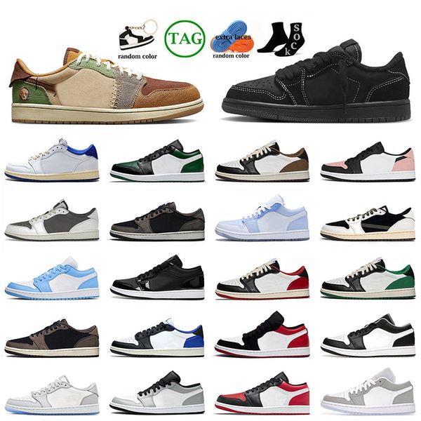 

1 1s low basketball shoes man woman mens reverse mocha black phantom bred toe low wolf grey unc bleached coral voodoo men women trainers sne