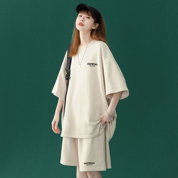 

women s two piece pants summer women tracksuit solid oversized t shirt shorts matching outfit casual polyester clothing set female loose spo, White