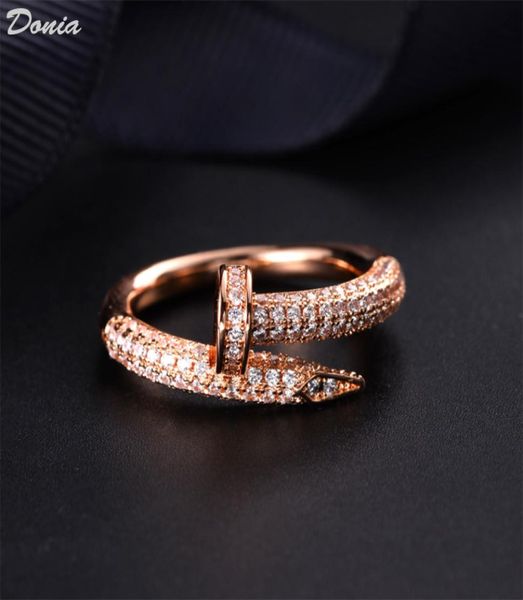 

donia jewelry luxury ring exaggerated european and american fashion nails titanium microinlaid zircon creative designer with box9723689, Silver