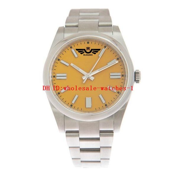 

8 style classic men's watch 124300 41mm watches yellow dial luminous automatic mechanical crescent bezel stainless steel wristwatch, Slivery;brown