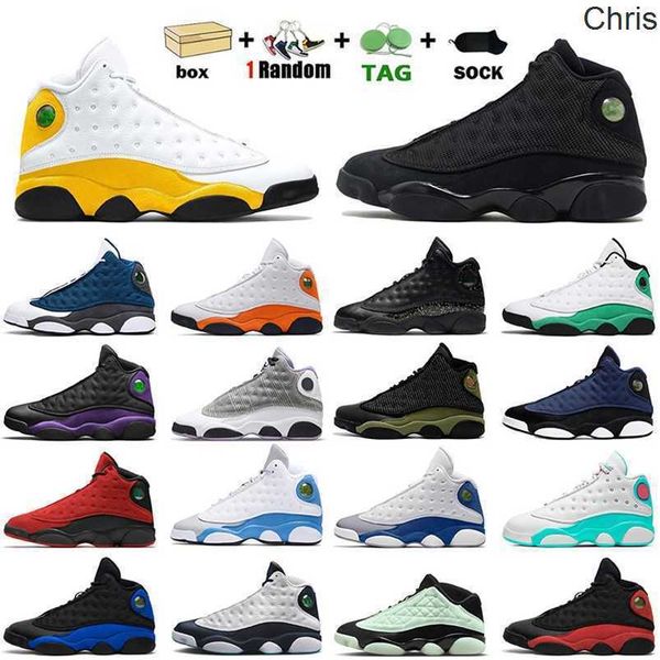 

brand basketball shoes jumpman 13 men women basketball shoes with box j13 del sol brave blue all black reverse bred lucky green flint playof, Black;white