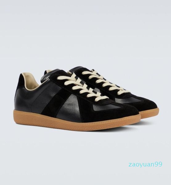 

maisons men sneakers shoes suede leather trainers rubber sole sports runner stitching low-outdoor casual walking eu38-46, Black