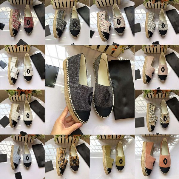 

designer new casual shoes tweed fisherman shoes classic loafers fashion leather shallow mouth flat bottom stirrups woven twine ballet sports, Black