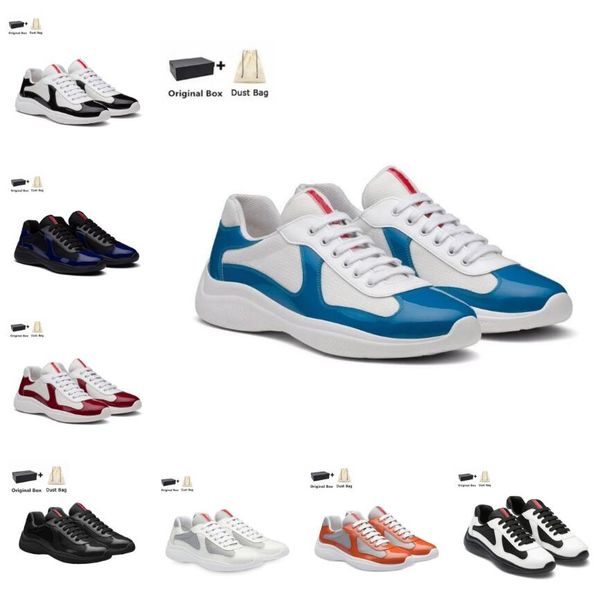 

popular brand men americas cup sneakers shoes light rubber sole trainer fabric patent leather runner sports skateboard walking eu38-46, Black