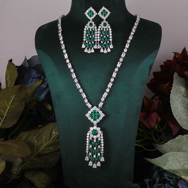 

earrings necklace janekelly african 2pcs bridal zirconia jewelry sets for women jewelry sets more dubai nigeria cz crystal wedding 230107, Silver