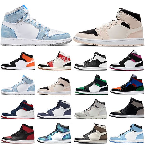 

new jumpman 1 1s high basketball shoes pine green black court purple royal bred toe nc obsidian unc game sneakers trainers p44, White;red