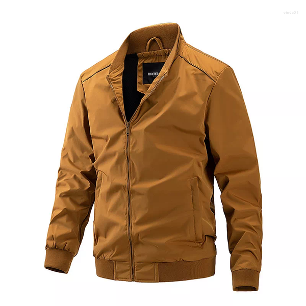 

men's jackets jacket men casual solid color streetwear autumn stand collar business men's thin baseball, Black;brown