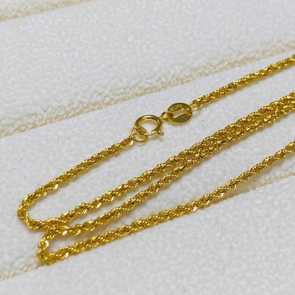 

trendy pure 18k real solid yellow gold necklace rope chains ladies, Silver