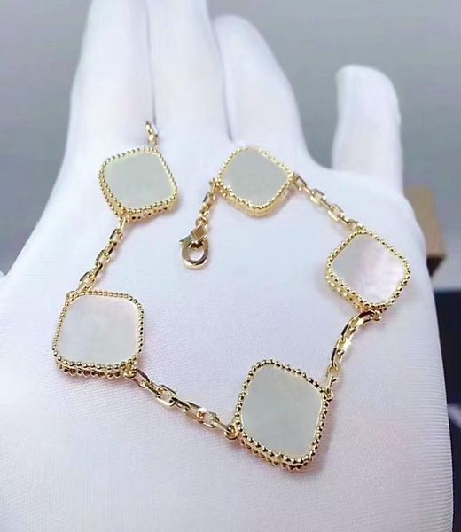 

designer women039s bracelet classic charm bangle 18k gold 4 leaf grass pearl shell girl valentine039s day wedding love gift 4413150, Black