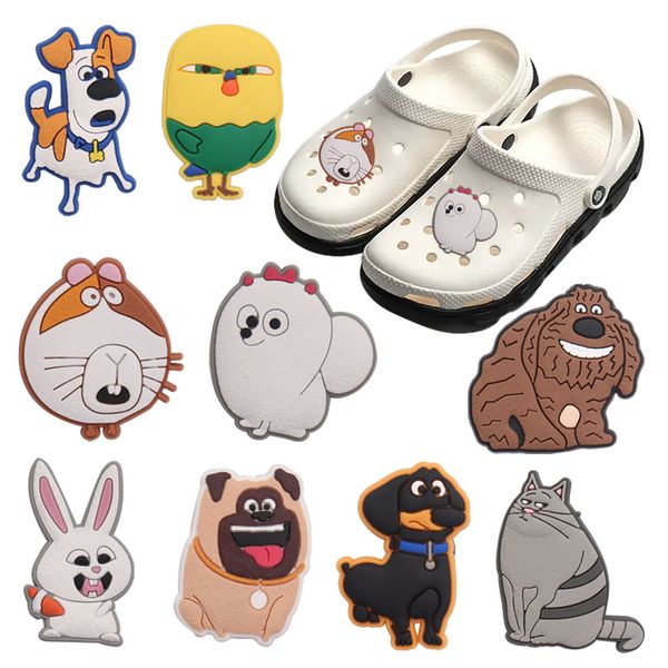 

wholesale 100pcs cute dogs rabbit cat crab turtle animals pvc shoe designer decorations buckle for children croc charms jibz button clog, White;pink