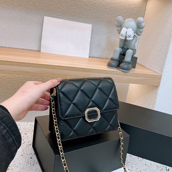 

fashion luxury designer bag women rhinestone shoulder bag with square buckle mouth cover genuine leather mini wallets cross body handbags pu