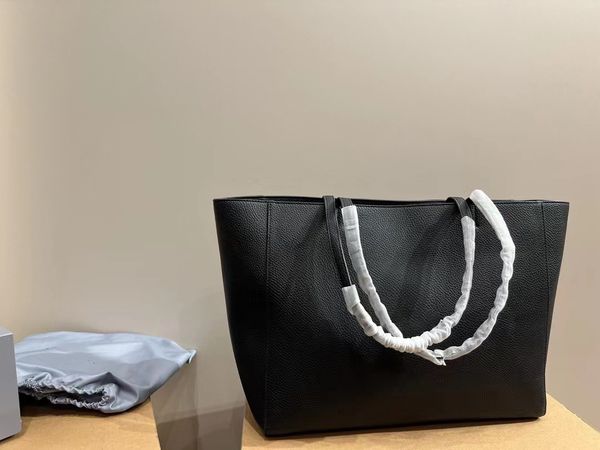 

luxury everyday black leather designer totes shooping bags handbag woman or man shoulder mummy bag super large capacity travel versatile fas