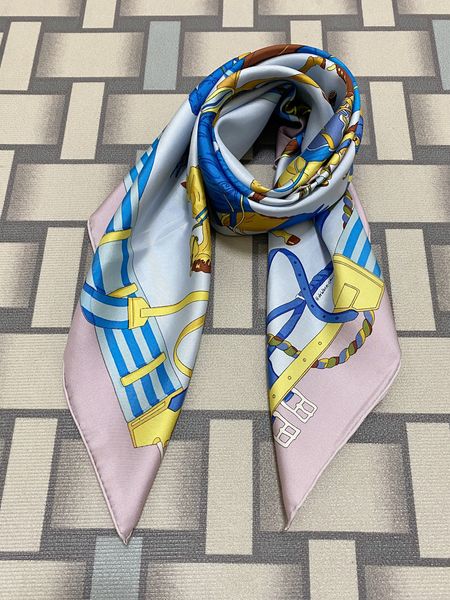

women's square scarf scarves 100% twill silk material print letters horse pattern size 90cm- 90cm, Blue;gray