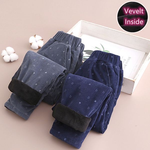 

trousers autumn winter 2 3 4 6 8 10 12 years children elastic slim teenager thicken pattern denim jeans for baby kids girls 230107, Blue