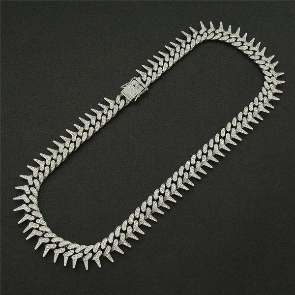 

hip hop cuban link chain necklace bling prong hipster men's, Silver