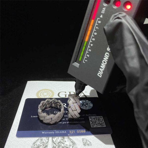 

Band Custom Hip Hop Sterg Sier Vvs Moissanite Dia Rings Men Iced Out Ring Gold Plated Cuban