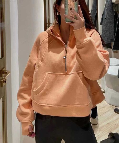 

lulus yoga sweatshirt scuba half zip hoody hoodies outdoor leisure sweatshirts gym clothes women workout fiess thick jackets, Black