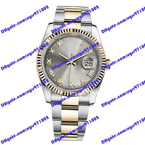

highquality factory men's watch 2813 automatic mechanical watch 116233 36mm gray rome dial stainless steel strap sapphire glass wristwa, Slivery;brown