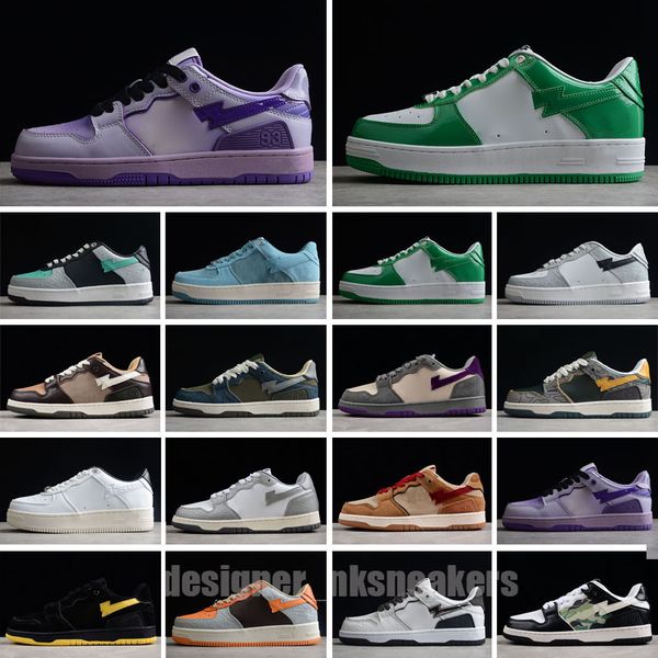 

with box casual shoes sneakers white green red black yellow sk8 men women a bapestas sta low abc camo sta