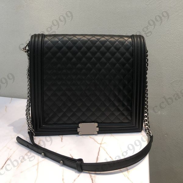 

vintage maxi boy cowhide quilted bags classic silver metal hardware chain crossbody shoulder strap matelasse designer luxuries large capacit