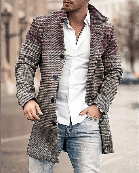

men s sweaters winter thick fleece coat for men vintage striped print loose long sleeve turn down collar buttoned trench mens fashion overco, White;black