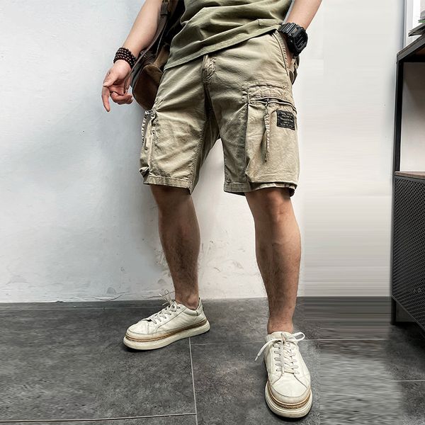 

men's shorts summer brand casual vintage classic pockets camouflage cargo outwear fashion twill cotton 230109, White;black