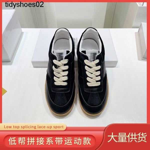 

mm6 lanvins training shoes women 2022 new low cowhide splice lace up sports casual board shoes, Black