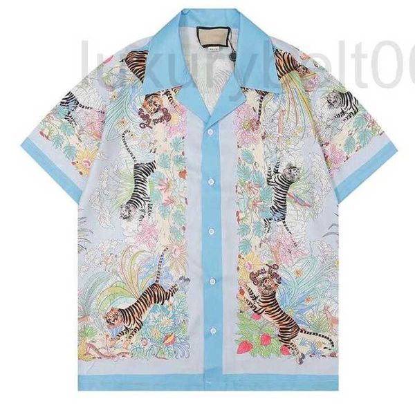 

women's blouses & shirts designer brand womens shirt luxury mens t luxury g letter printed tiger lapel short sleeves floral oversized, White