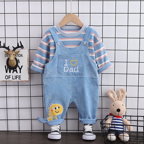 

clothing sets autumn children leisure clothes baby boy girls strips t shirt overalls bib pants 2pcs sets kids infant cartoon fashion tracksu, White