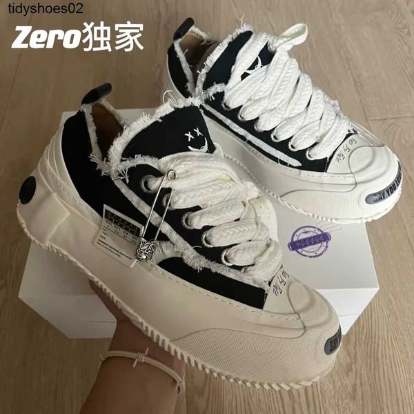

wu jianhao shoes vessel2022 new men's and women's low cotton candy open laughing thick soled casual canvas shoes, Black