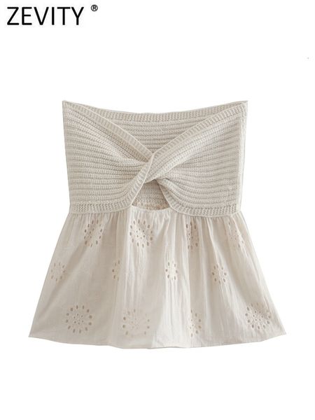 

women s vests zevity women hollow out embroidery patchwork knitting short smock blouse female cross hole shirt chic blusas ls 9 230107, Black;white