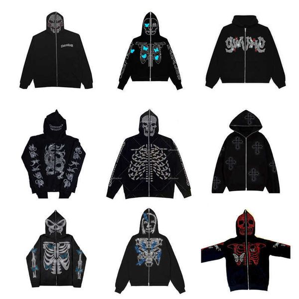 

designer mens and womens hoodied jacket printed diamond hoodie coat cardigan zipper loose brand sweater, Black