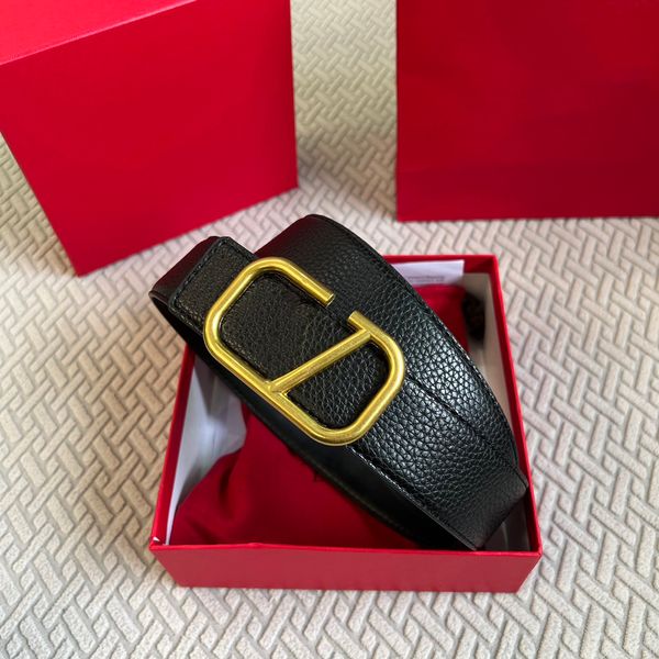 

luxury designer belt lychee grain skin designers belts classic trend solid color gold letter beltss for women 3 color width 3.8 cm size 105-, Black;brown