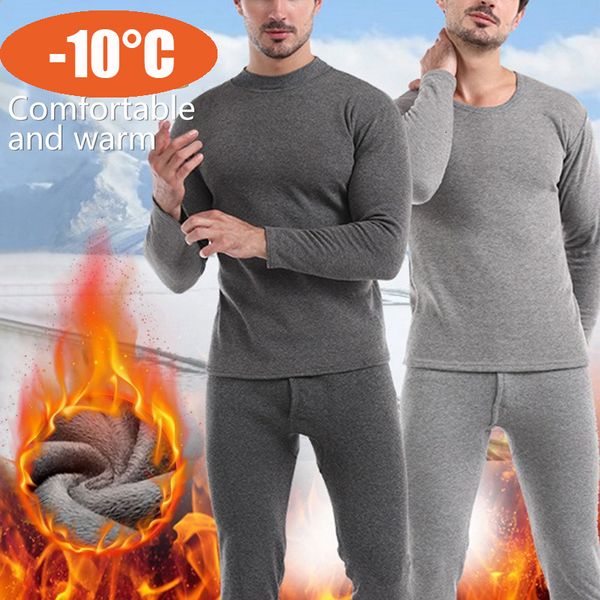 

men's thermal underwear winter fleece suit men s set long johns 230109, Black;white