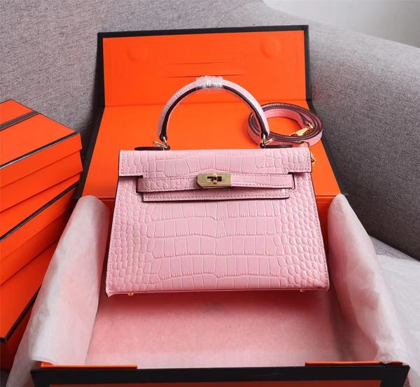 

classic crocodile print leather fashion designer bag luxury bag one shoulder bag women handbag purse metal locking buckle 22cm