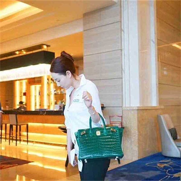 

women's handbag herme birkin genuine leather designer crocodile high gloss cow portable one shoulder have logo