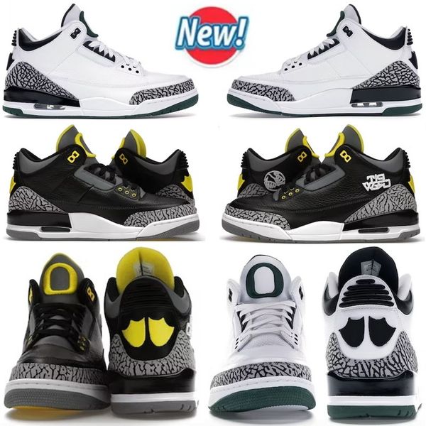 

basketball shoes 3 3s high oregon ducks pit crew black white cement grey dark forest green varsity maize mens sports trainer designers cushi